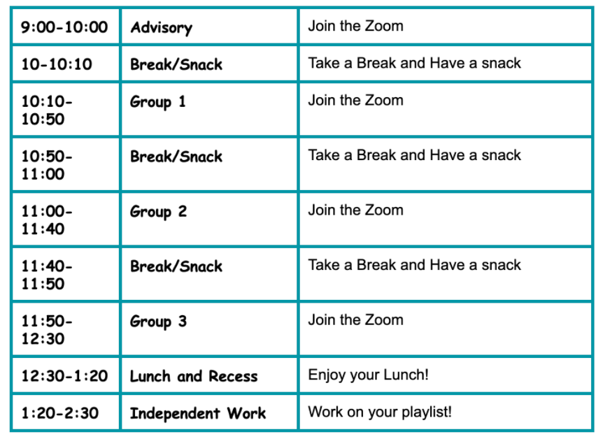 Daily Schedule